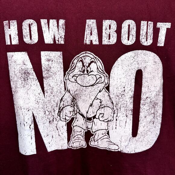 Disney Parks Grumpy Men’s XL Maroon Short Sleeve Graphic Tee How About No - Picture 2 of 6